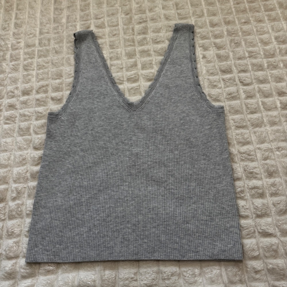 NEW Aerie XL Gray Reversible Ribbed Tank Top ~ Layering Basic Y2K 90s